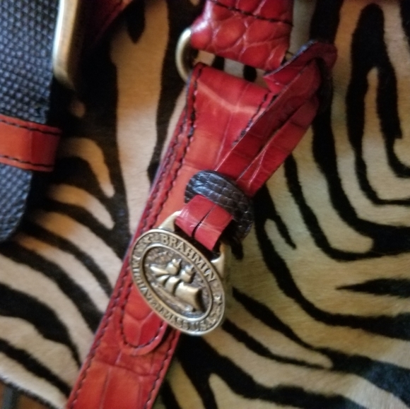 BRAHMIN ltd ed BURCHELLI COLLECTION calf RED CROC - Picture 3 of 15